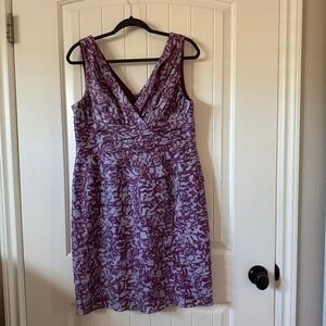 Adrianna Papell Tiered V-Neck‎ Sleeveless Party Cocktail Dress Purple Size 12